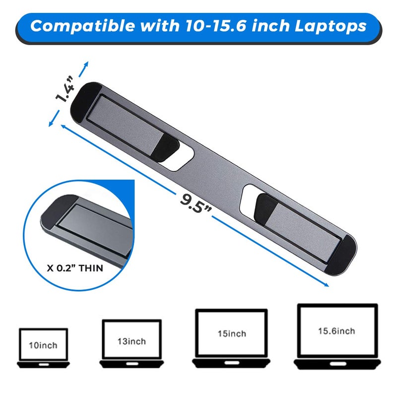 Triyards Laptop Riser for Desk â€“ Aluminum Foldable Laptop Stand for 10â€-16â€ Models Including MacBook, MacBook Air, iPad, HP and More â€“ Self-Adhesive Portable Laptop Stand with Non-Skid Feet - Image 2